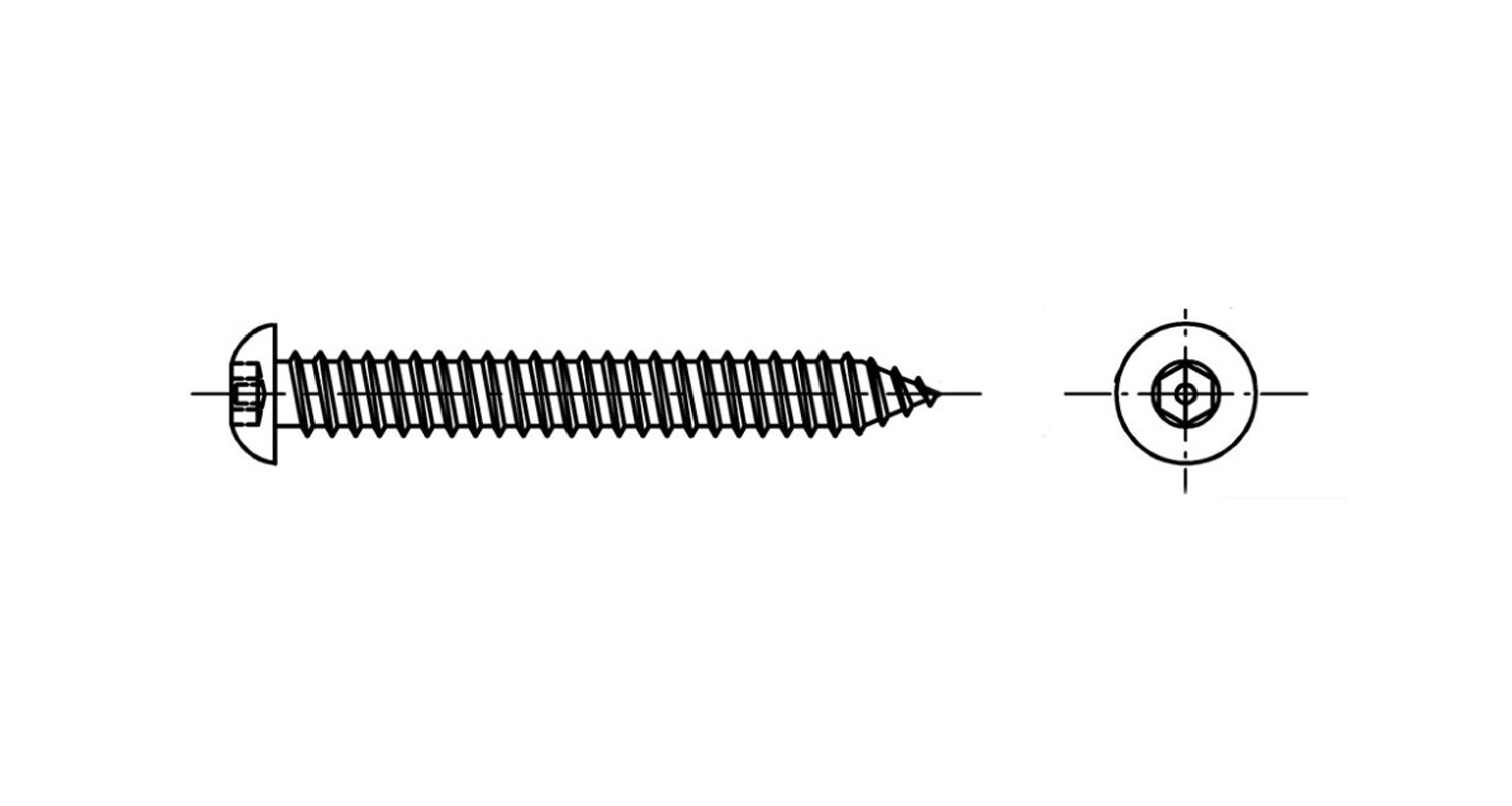 ART 9110 A2 Self-tapping screw with a semicircular head креслення