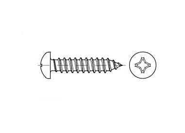 DIN 7981-C zinc Self-tapping screw with semicircular head  PH креслення