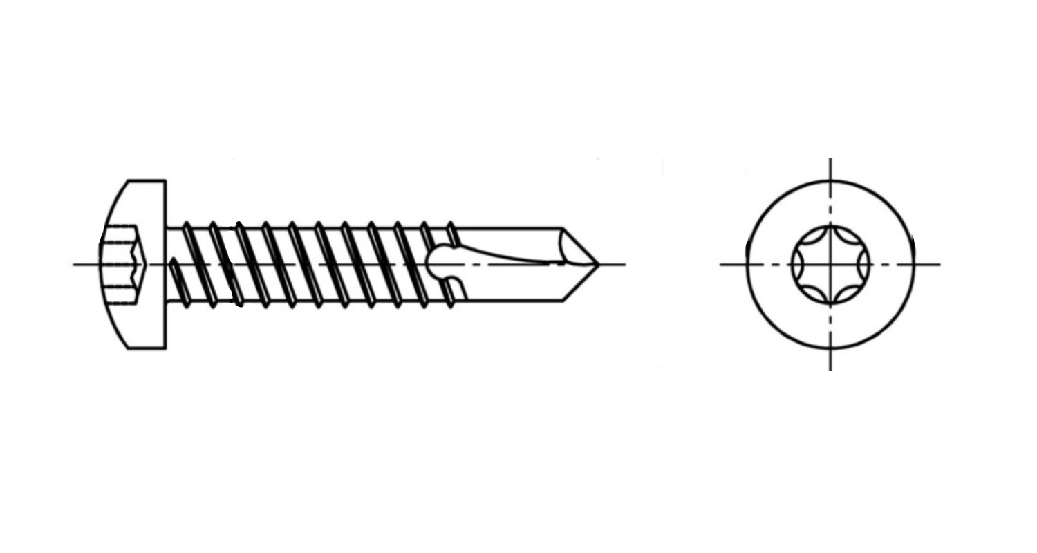 DIN 7504 M (N) A2 Self-tapping screw with semicircular head and torx drill креслення