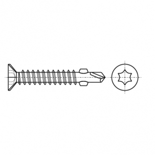 Self-tapping screw DIN 7504-P M4,8x25 zinc shawl TX25 креслення