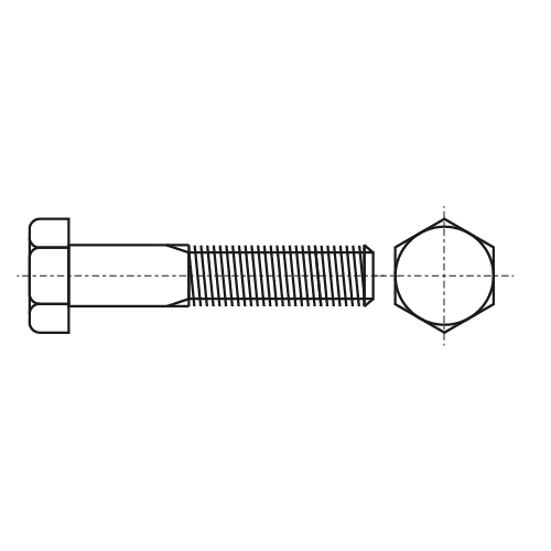Болт DIN 931 3/4x3 (76 mm) Grade 5 (~8,8) цинк UNC 10 креслення