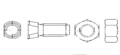 Спецболт 1199-D 12,9 із двома конусними зрізами креслення
