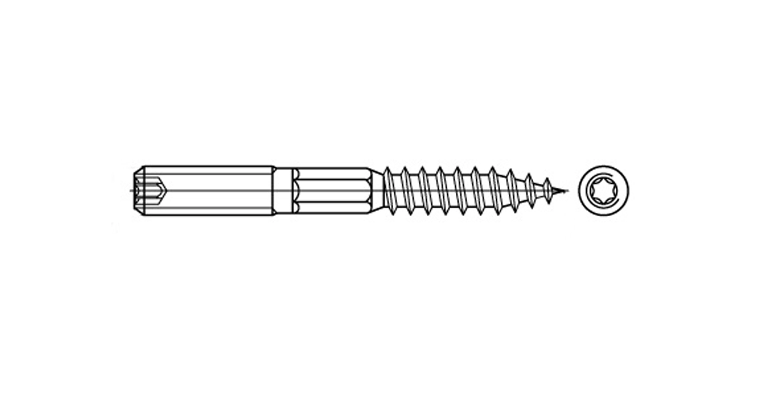 Винт-шуруп ART 9082 M10x200 torx креслення