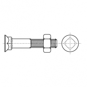 Bolzen DIN 608 M12x55 8,8 + DIN 934 креслення