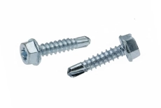 DIN 7504 KL zinc Self-tapping screw with hex head and drill and straight slot