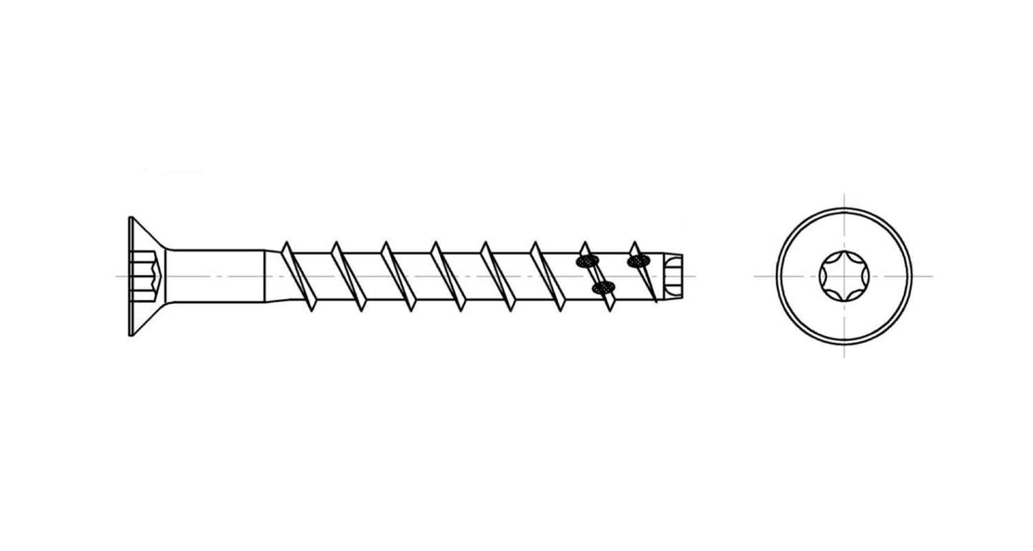 Schraube ART 9001-A d12x90/5 A4 TX50 креслення