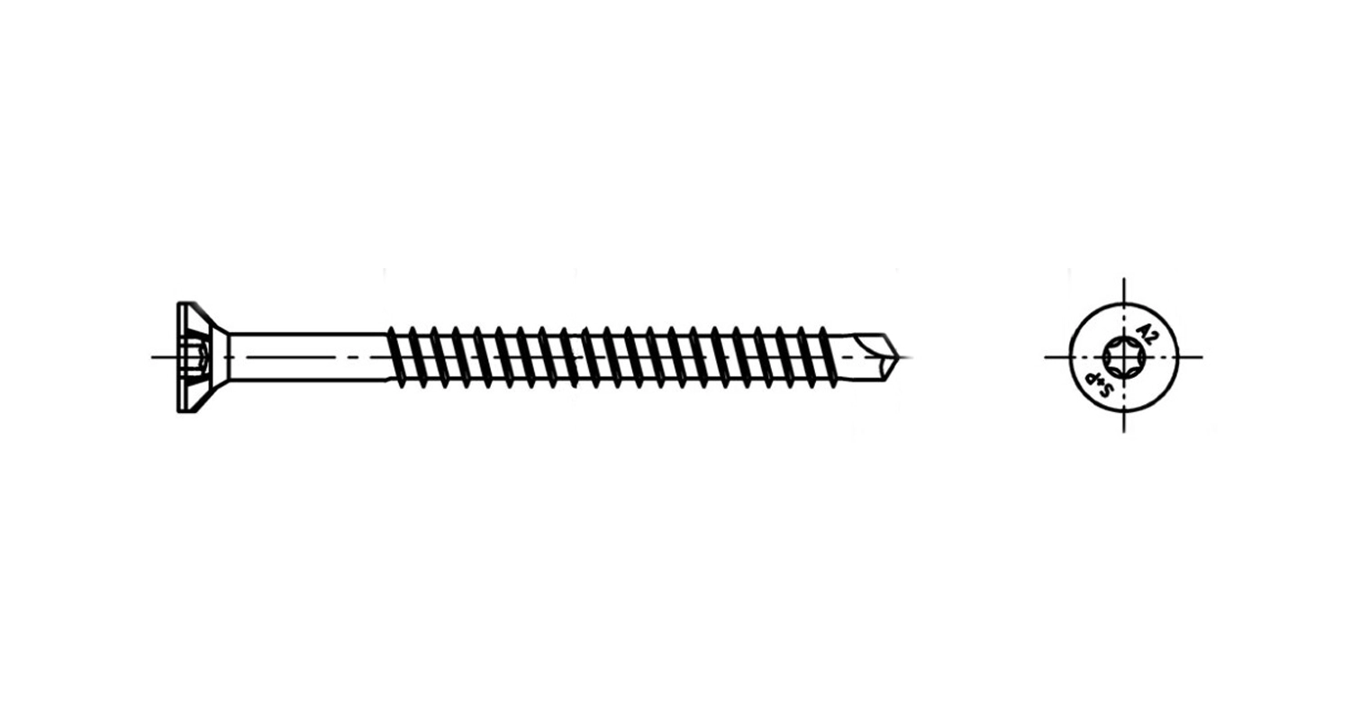 Selbstschneidend ART 9040 d6x45/30 A2 TX25 креслення
