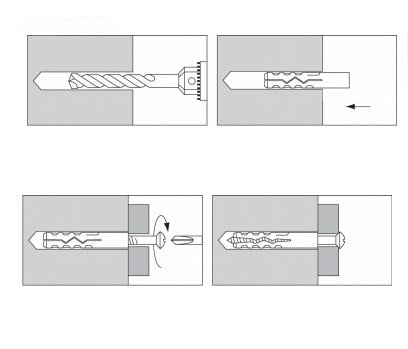 Dowel with by the side CBVPS 10x50 nylon and screw secretly 6x60 zinc G&B креслення