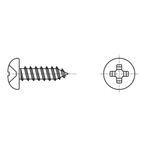 Self-tapping screw DIN 7981-C M4,2x16 zinc black PH2 креслення