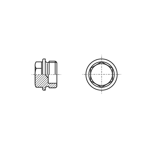 DIN 7604-A цинк Заглушка різьбова з шестигранною головкою і фланцем з дрібним кроком креслення