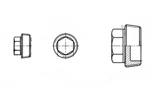 DIN 909 Заглушка різьбова конічна з шестигранною головкою з дрібним кроком креслення