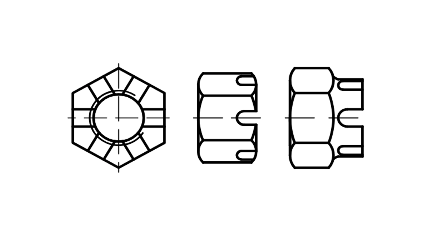 DIN 935 5 Crown nut with small step креслення