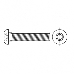 ISO 7380-1 10.9 zinc plated black Bolt with semicircular head under torx креслення