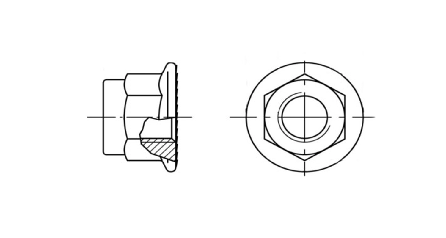 DIN 6926 A2 Гайка самоконтряща з фланцем зубчаста креслення