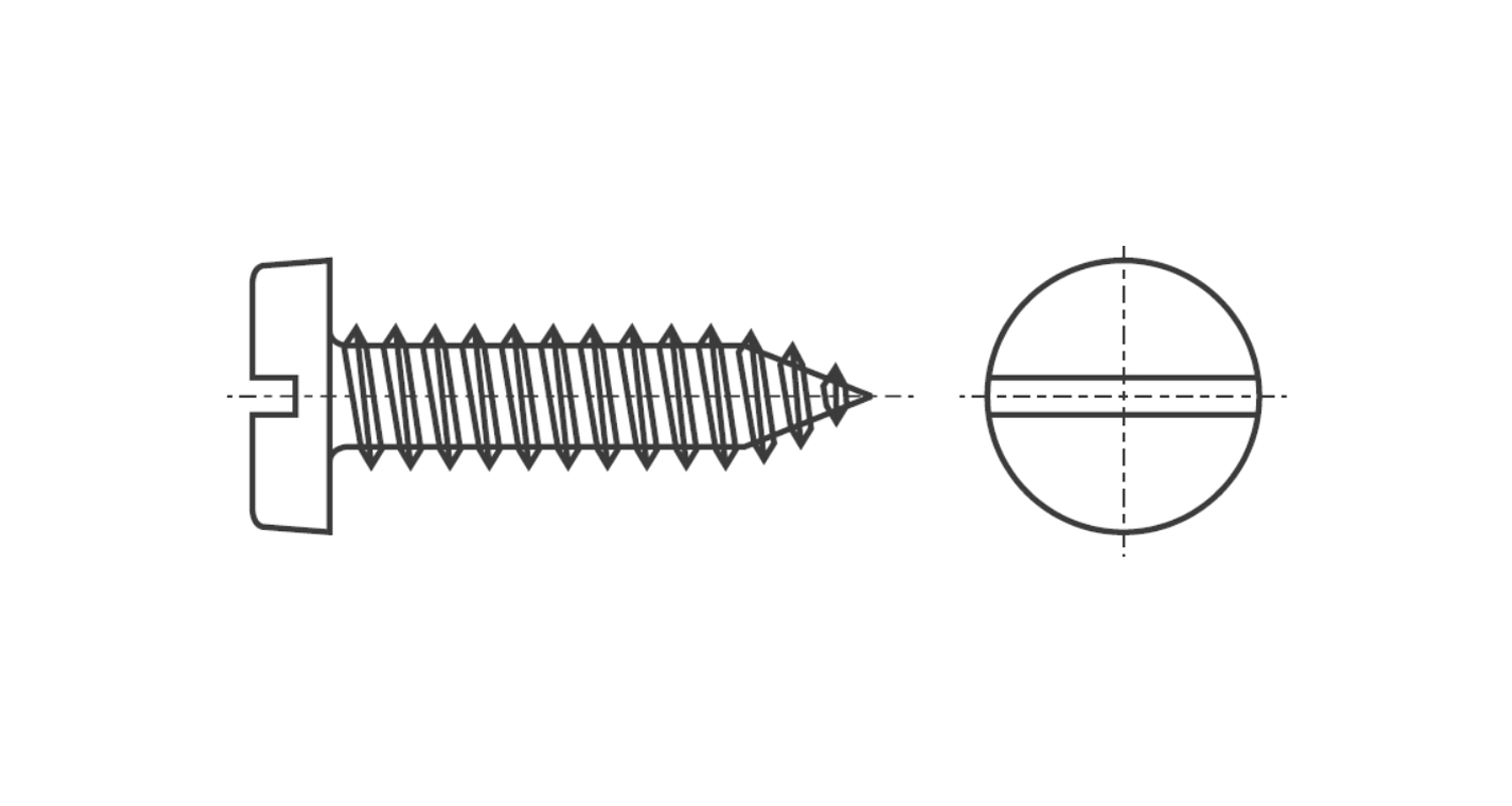 DIN 7971-F zinc Self-tapping screw with semicircular head and straight slot креслення