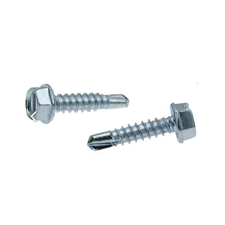 DIN 7504 KL zinc Self-tapping screw with hex head and drill and straight slot