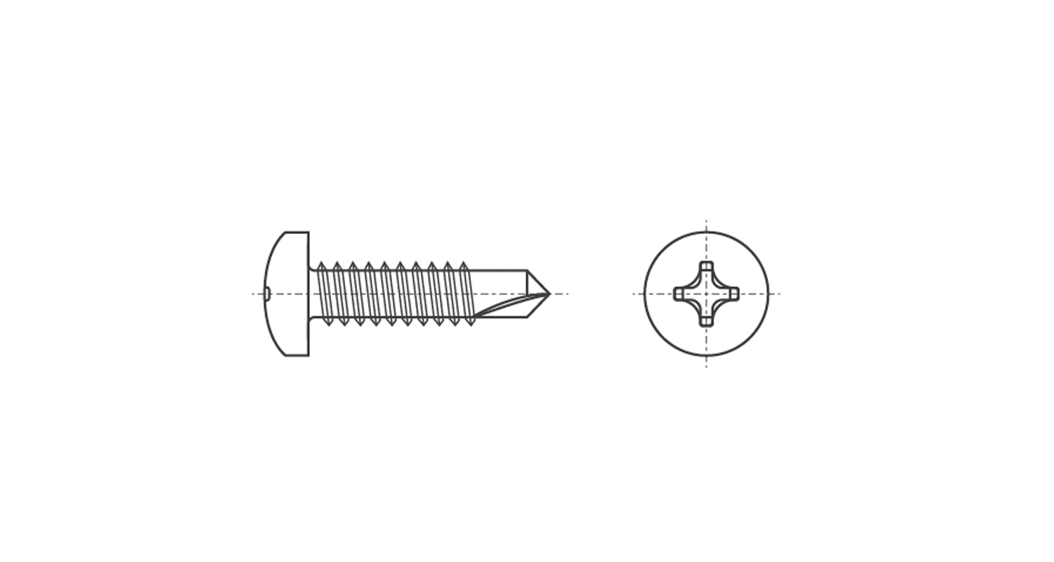 DIN 7504 M (N) zinc black Self-tapping screw with semicircular head and drill PH креслення