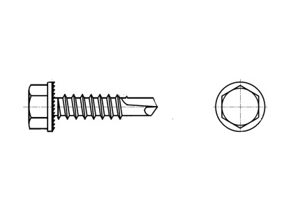 DIN 7504 K цинк Саморез с шестигранной зубчатой головкой и буром креслення