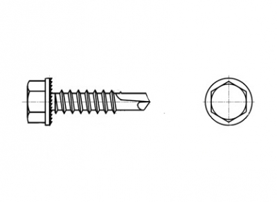 DIN 7504 K цинк Саморез с шестигранной зубчатой головкой и буром - Dinmark