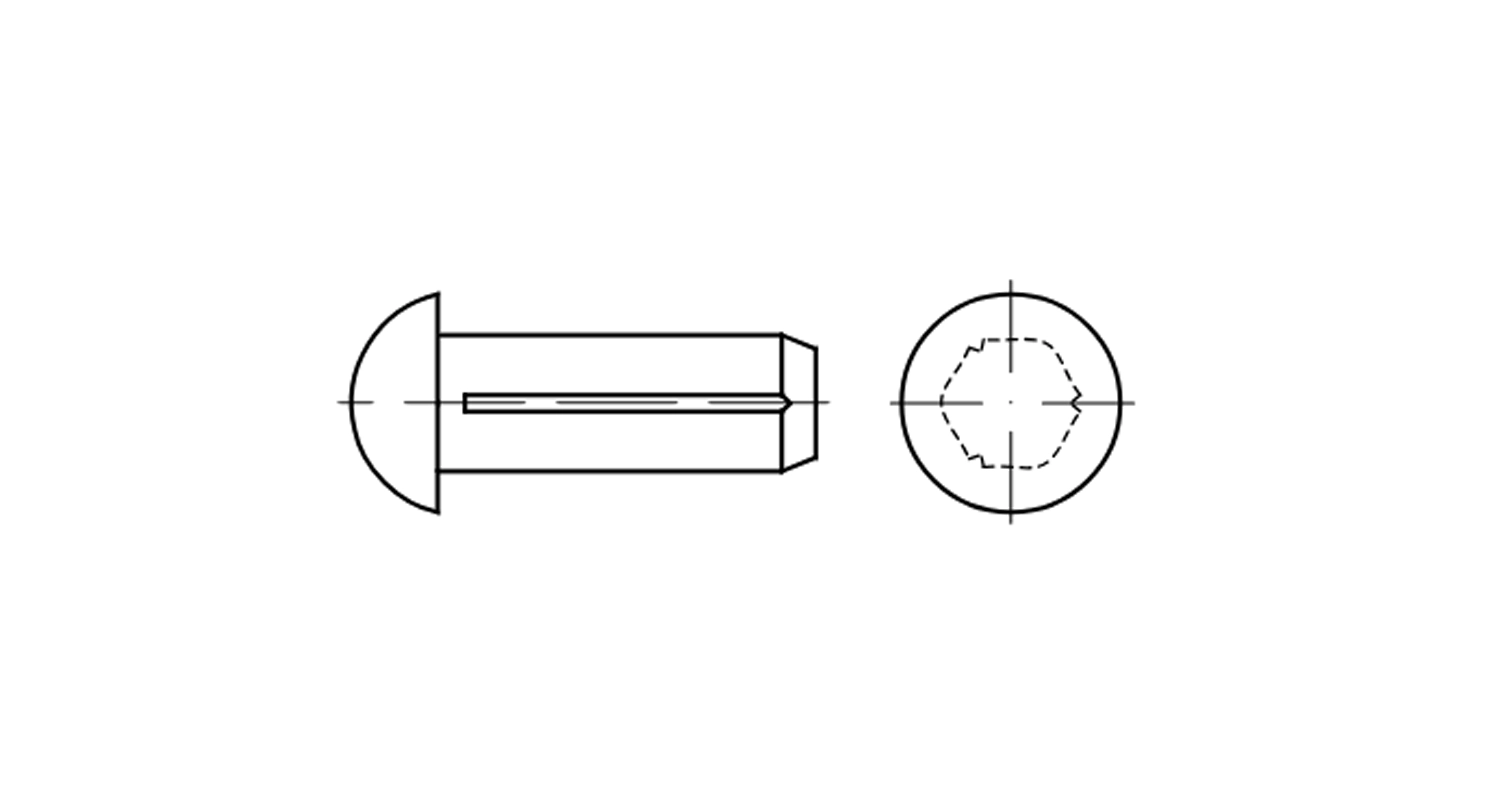 DIN 1476 Aluminium Zylinderstift mit halbkreisförmigem Kopf креслення