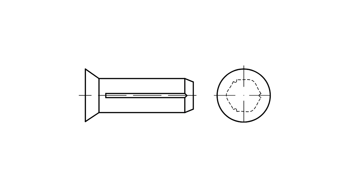 DIN 1477 steel Cylindrical pin with countersunk head and notch креслення