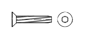 DIN 7516 D zinc Screw with countersunk head self-tapping under torx креслення