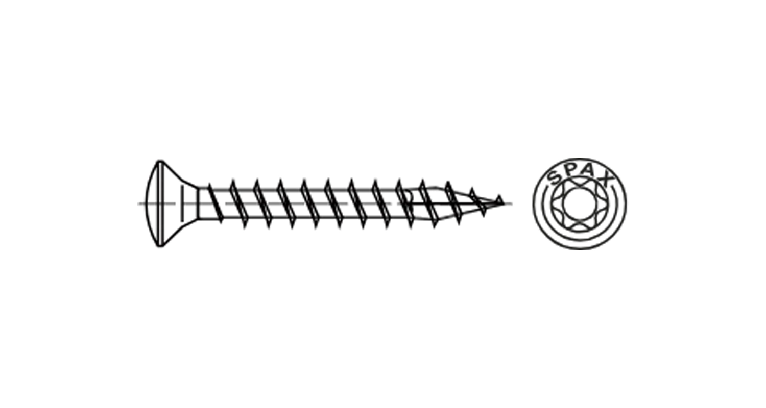 ART 88092 A2 Screw with a semi-countersunk head for torx SPAX креслення