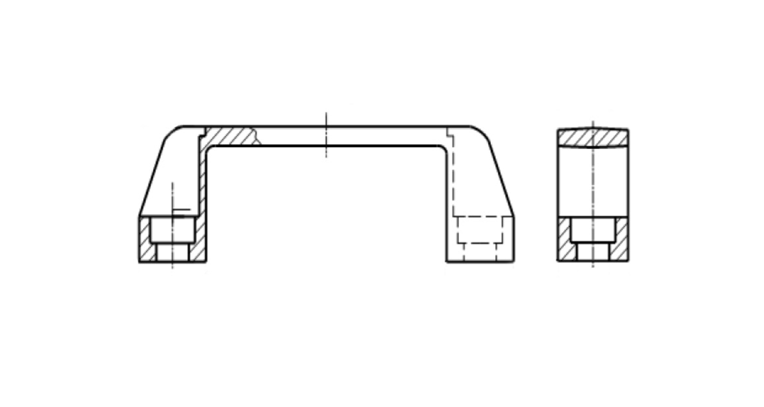 AN 558 polyamide Handles with blind through holes креслення