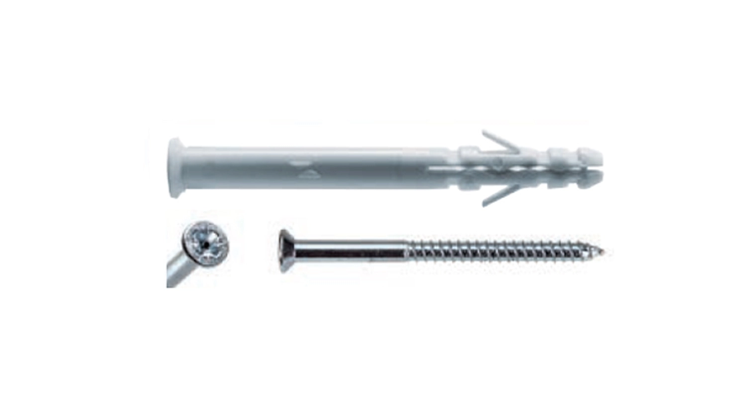 Дюбель HTV 6x60  нейлоновий рамний та шуруп 4x65 з потайною головкою цинк G&B