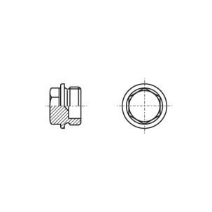 DIN 7604-A цинк платковий Заглушка різьбова з шестигранною головкою і фланцем з дрібним кроком креслення