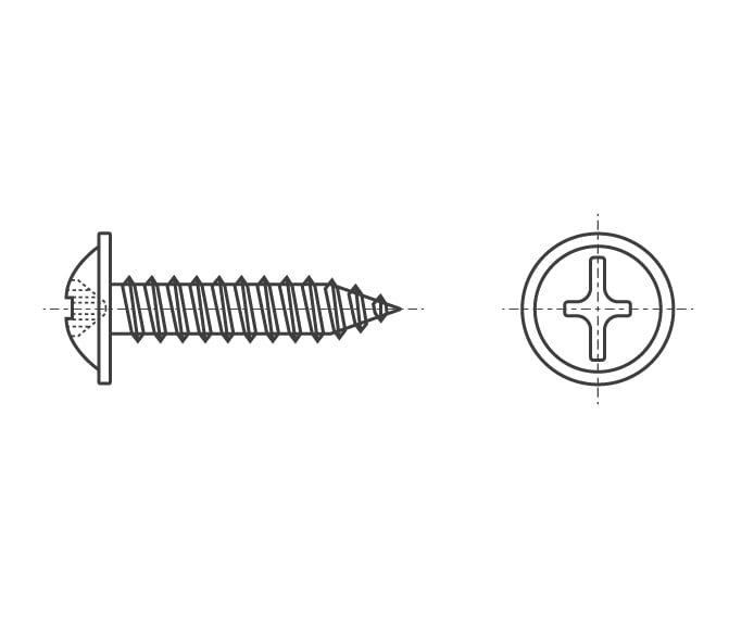 DIN 968-C phosphate Self-tapping screw with semicircular head and press washer PH креслення
