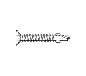DIN 7504-P zinc Self-tapping screw with hidden head and reinforced drill #5, slot PH