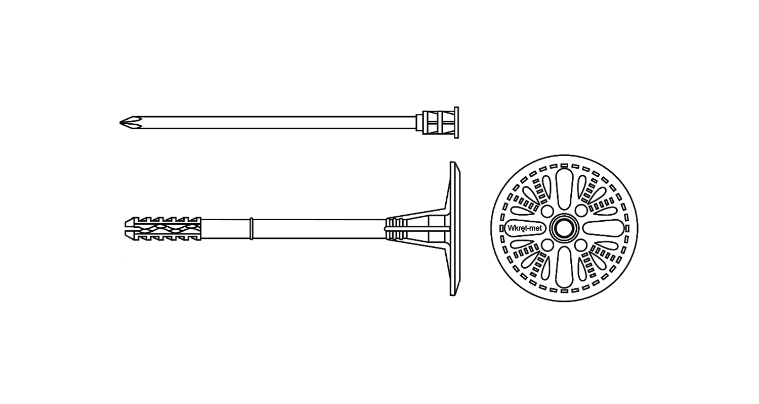 Dübel LGX 10х180 mit metallisch stab Und Thermokopf Polyethylen Wkret-Met креслення