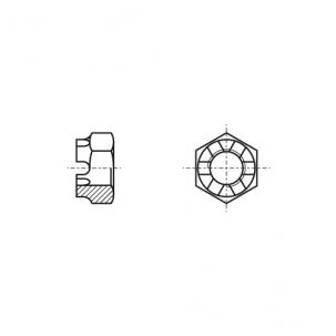 Castle nut low type  M12-22H zinc plated  DIN 937 креслення