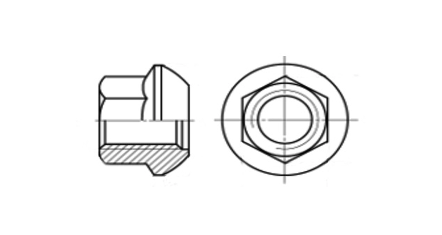 DIN 74361 A 10 zinc Wheel nut spherical, hexagonal with flange креслення