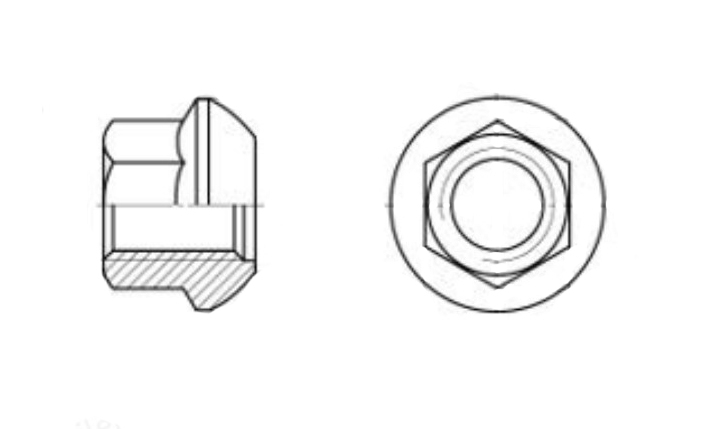 DIN 74361 A 10 zinc Wheel nut spherical, hexagonal with flange креслення