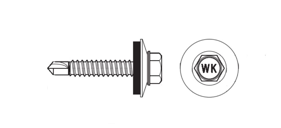 WF цинк окрашеный Саморез с шестигранной головкой с буром и шайбой EPDM для металла Wkret-Met креслення