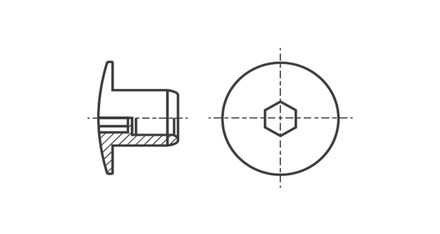 AN 88 Erickson nut nickel with spherical head креслення