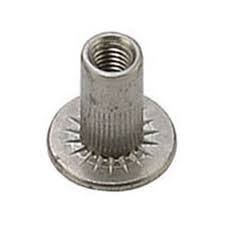 AN 317 zinc Rivet nut with a flat enlarged shoulder grooved open