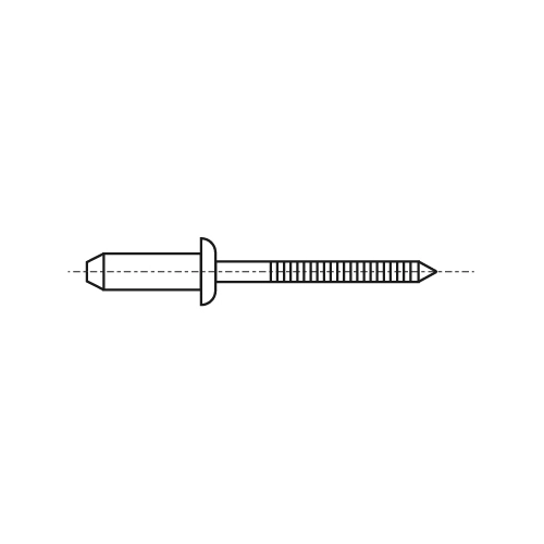 Заклепка Hard Lock Al/St с плоским буртиком рифленая Bralo креслення