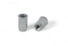 Rivet nut zinc with reduced shoulder, fluted open Bralo