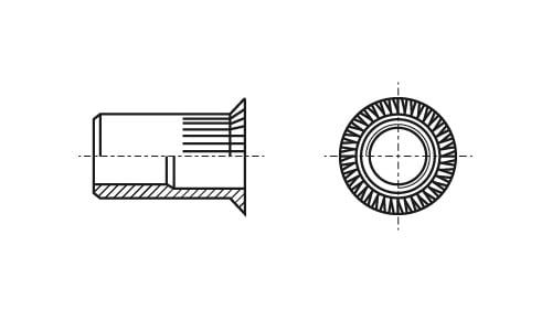 riveted nut AN 318 M5x13,5 (1,5-4,0) A4 креслення