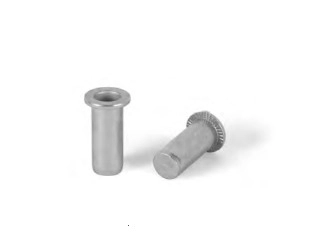 Zinc rivet nut with enlarged shoulder, cylindrical fluted closed Bralo