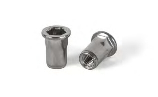 Rivet nut A4 with enlarged shoulder partially hexagonal open Bralo