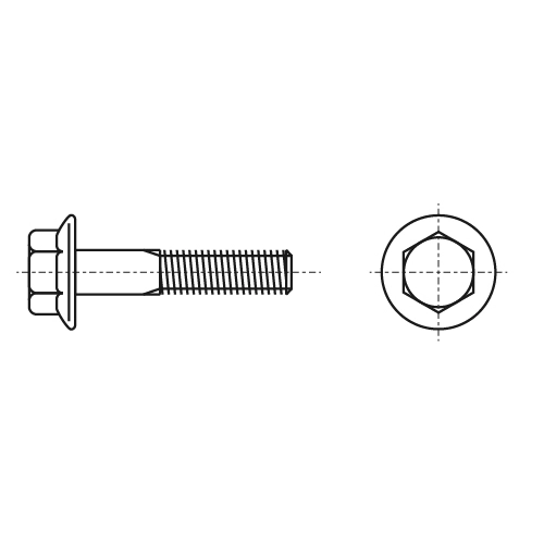 DIN 6921 4,8 zinc Hexagonal head bolt with flange креслення