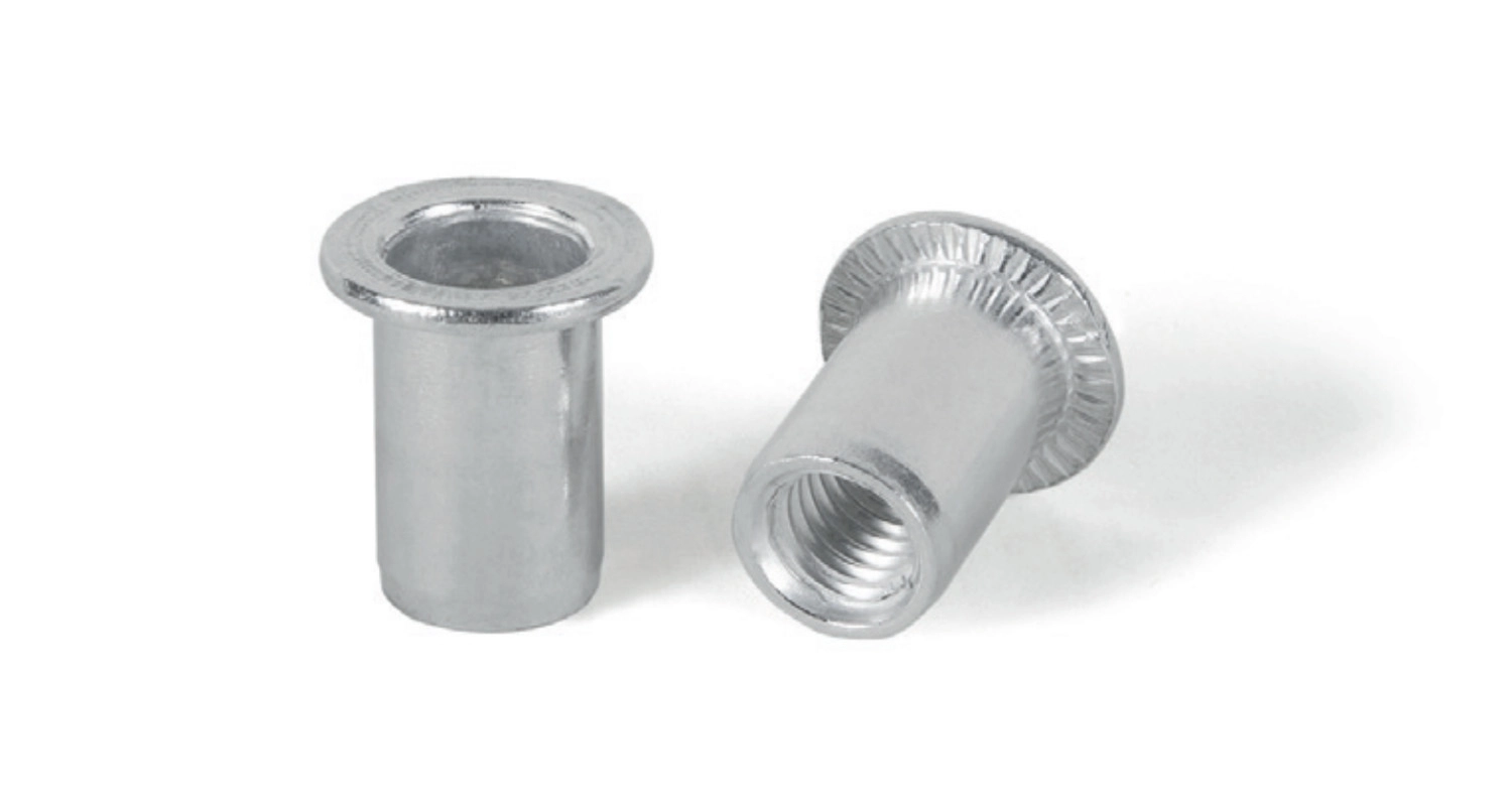 Riveting nut Al with enlarged shoulder, open cylindrical Bralo
