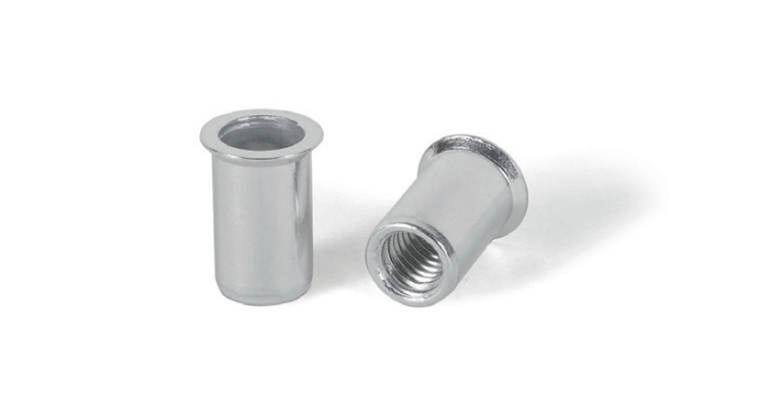 Клепальная гайка Al с потайным буртиком открытая цилиндрическая Bralo