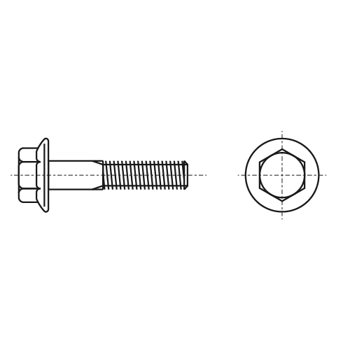 DIN 6921 10,9 zinc plated black Bolt with hexagonal head and flange креслення