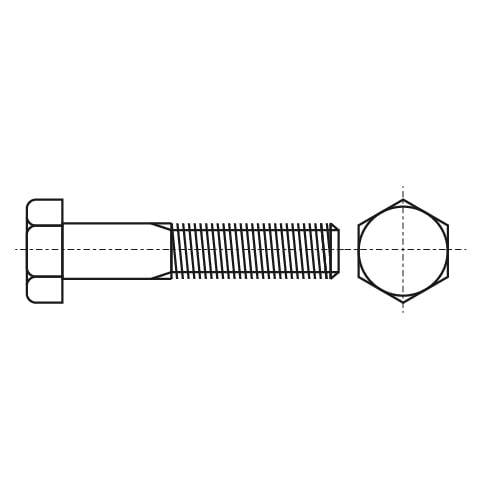 DIN 960 8,8 цинк оливковий Болт з шестигранною головкою і частковою різьбою, дрібний крок різьби креслення