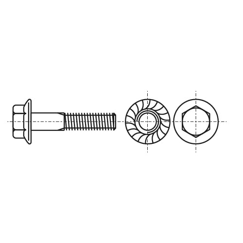 DIN 6921 8,8 Болт з шестигранною головкою і фланцем зубчастий креслення